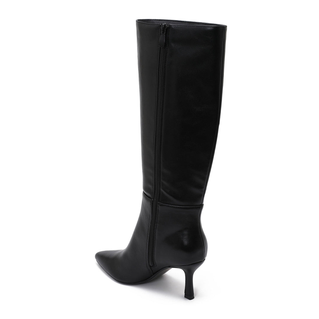 Sixtine | Bottes en cuir noir à talon kitten