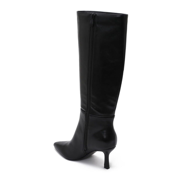 Sixtine | Bottes en cuir noir à talon kitten