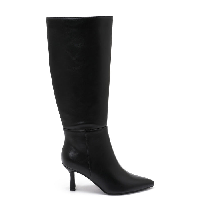 Sixtine | Bottes en cuir noir à talon kitten