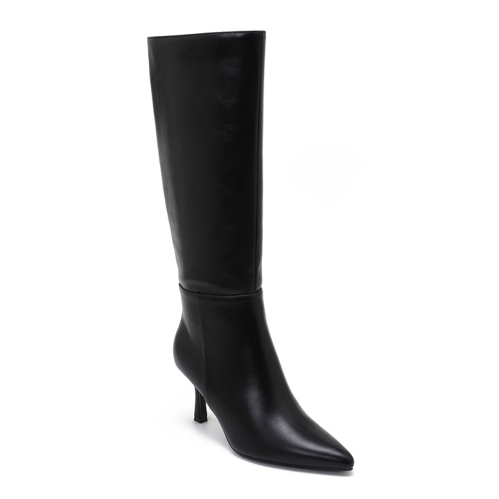 Sixtine | Bottes en cuir noir à talon kitten