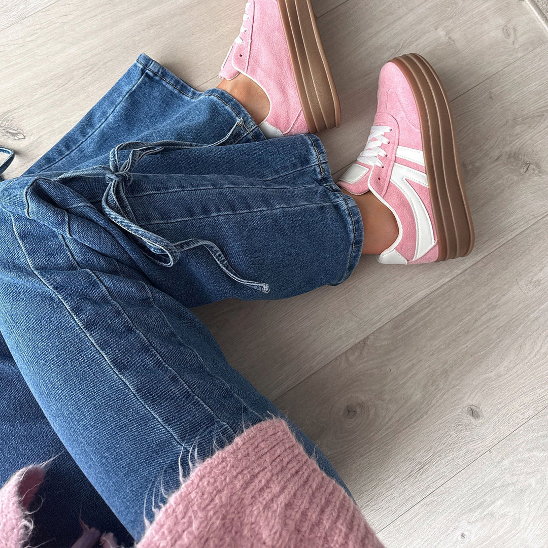 Mylène | Baskets roses à plateforme