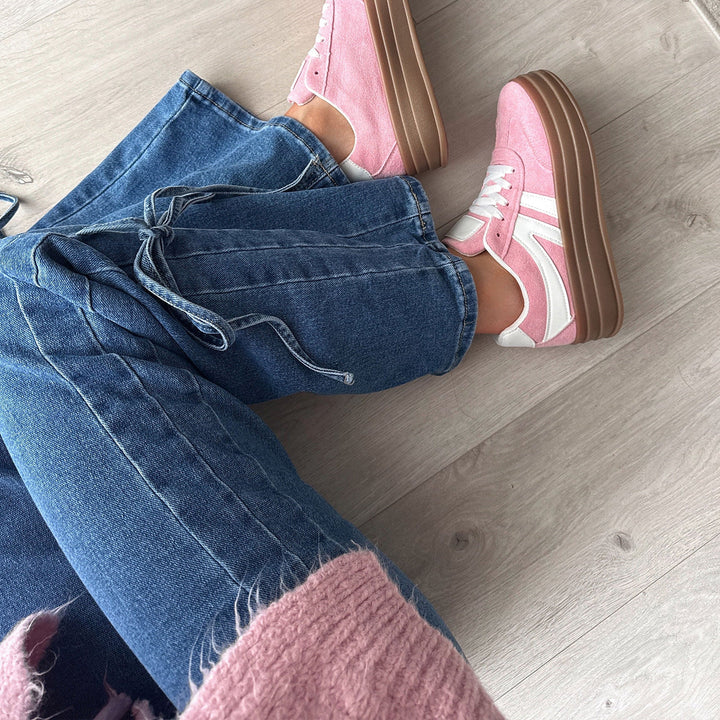 Mylène | Baskets roses à plateforme