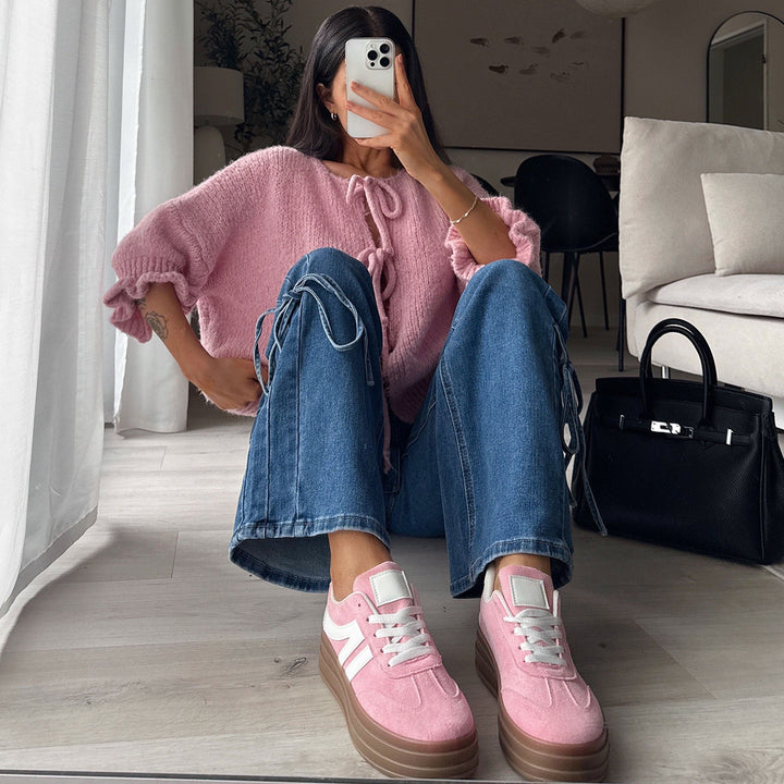 Mylène | Baskets roses à plateforme