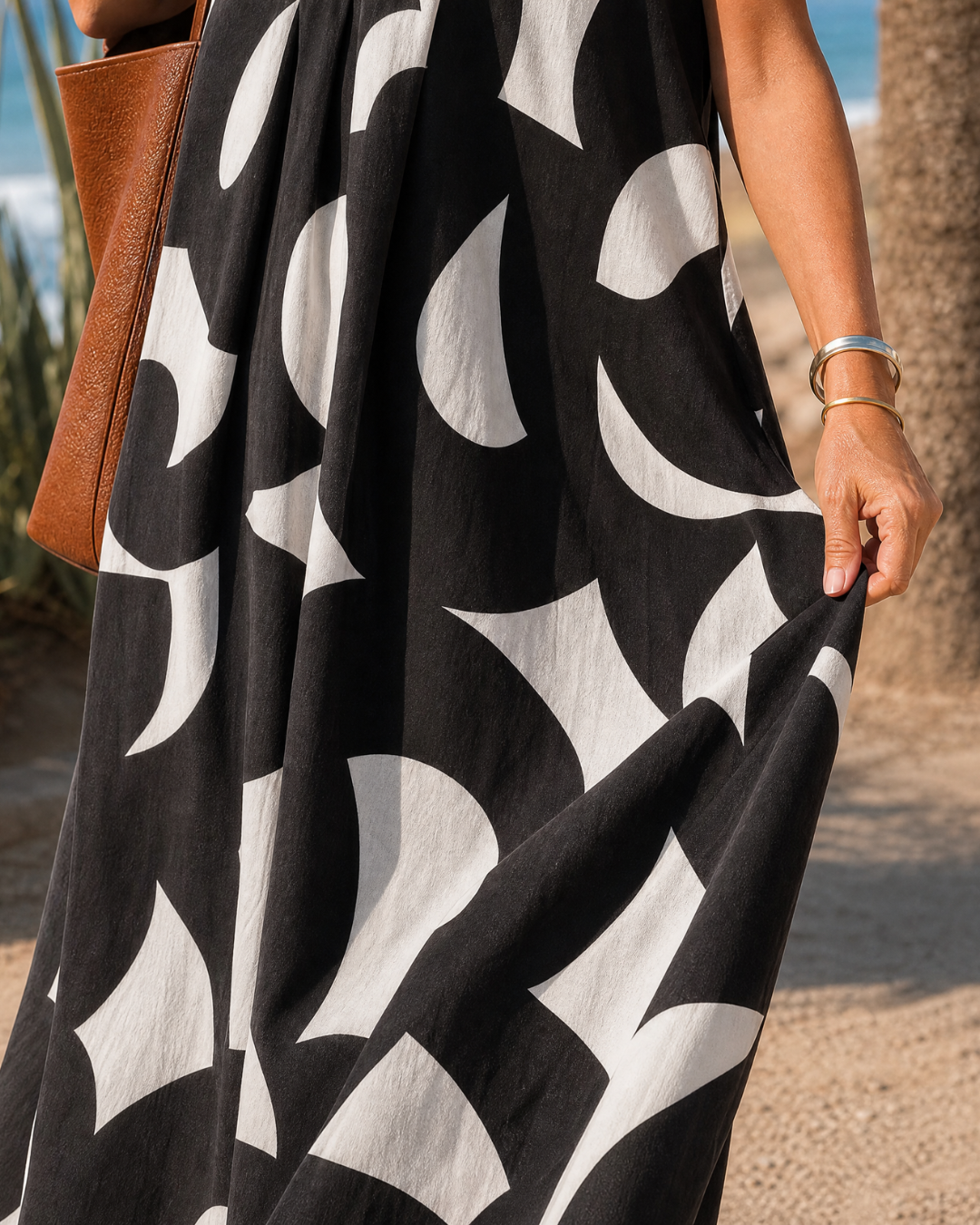 Ondine — Robe longue à imprimé graphique